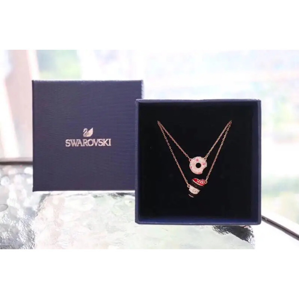 Swarovski Donut & Coffee 2-in-1 Collarbone Necklace